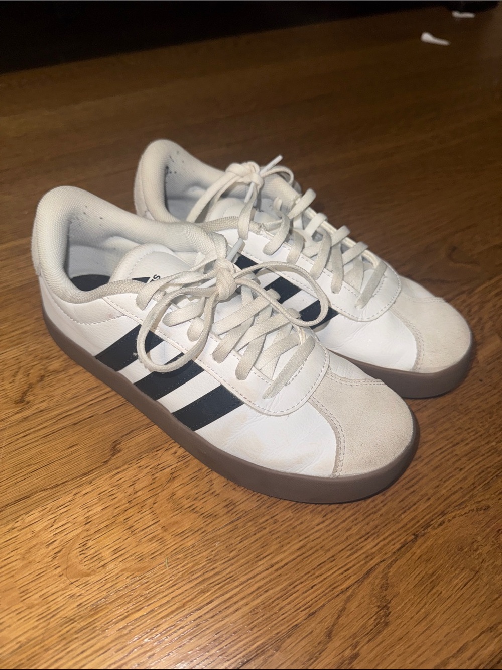 Adidas KIDS  White Sneakers with Black Stripes